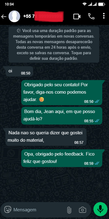 WhatsApp feedback